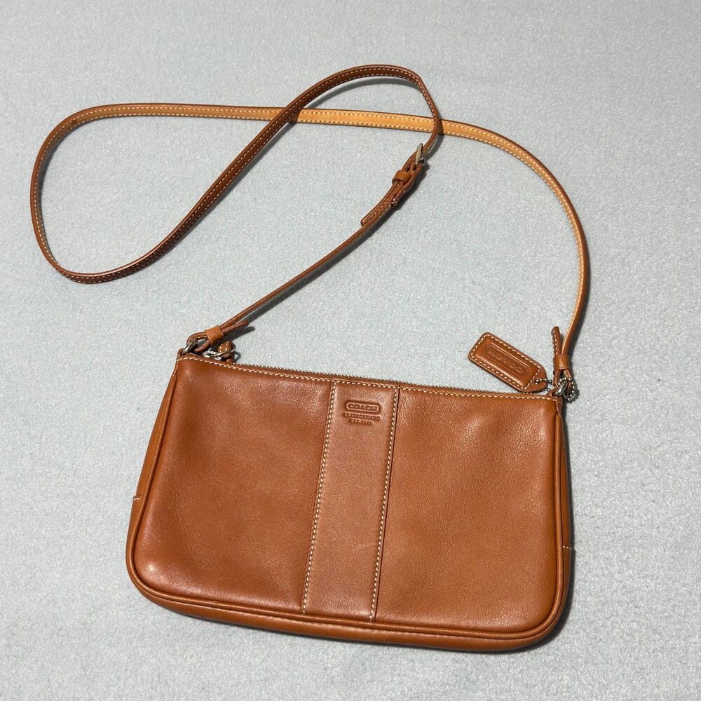 Vintage Coach Classic Slim Demi Brown Leather Crossbody Bag Minimalist 7578